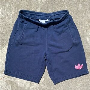 Adidas Dark Blue Shorts with Pink Emblem Shorts